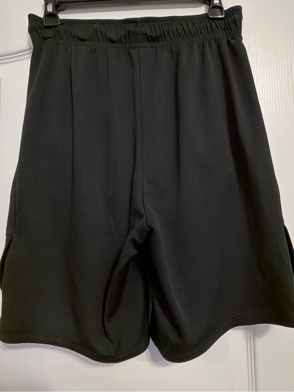 Nike Black Athletic Shorts with Silver Swoosh - Picture 2 of 3